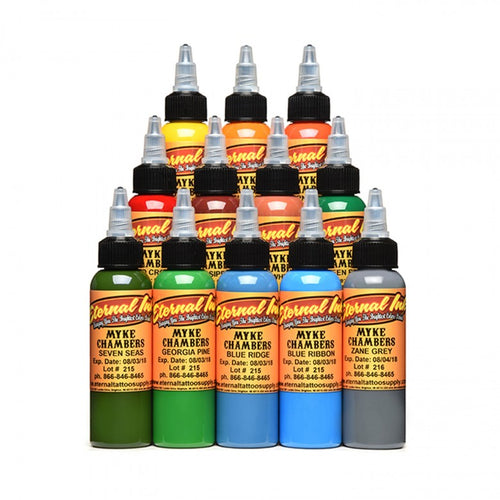 Complete Set of 12 Eternal Ink Myke Chambers Set 30 ml (1oz) - Ink Stop Consumables